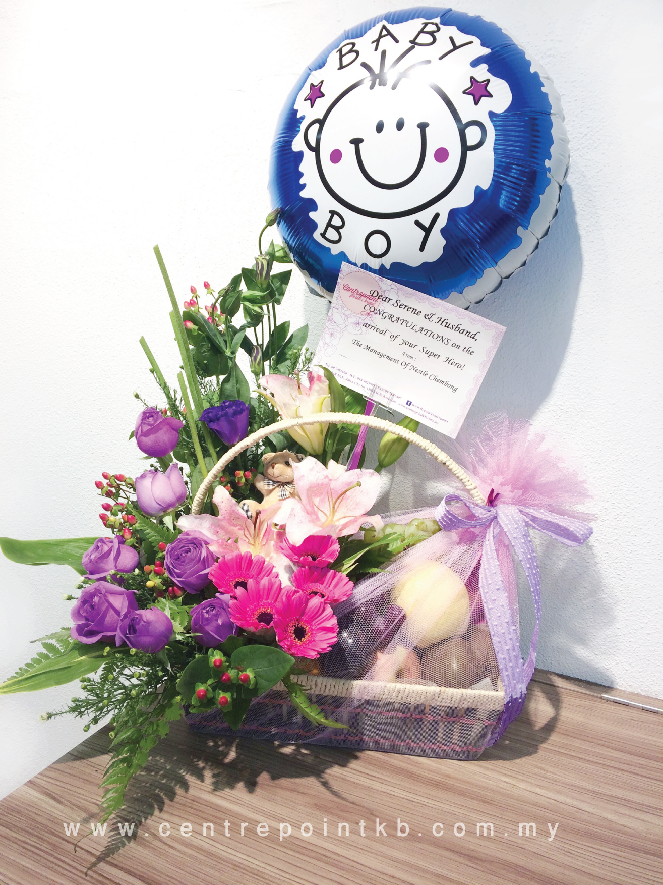 Fruit & Flower Basket with Foil Balloon 04 (RM 130.00)