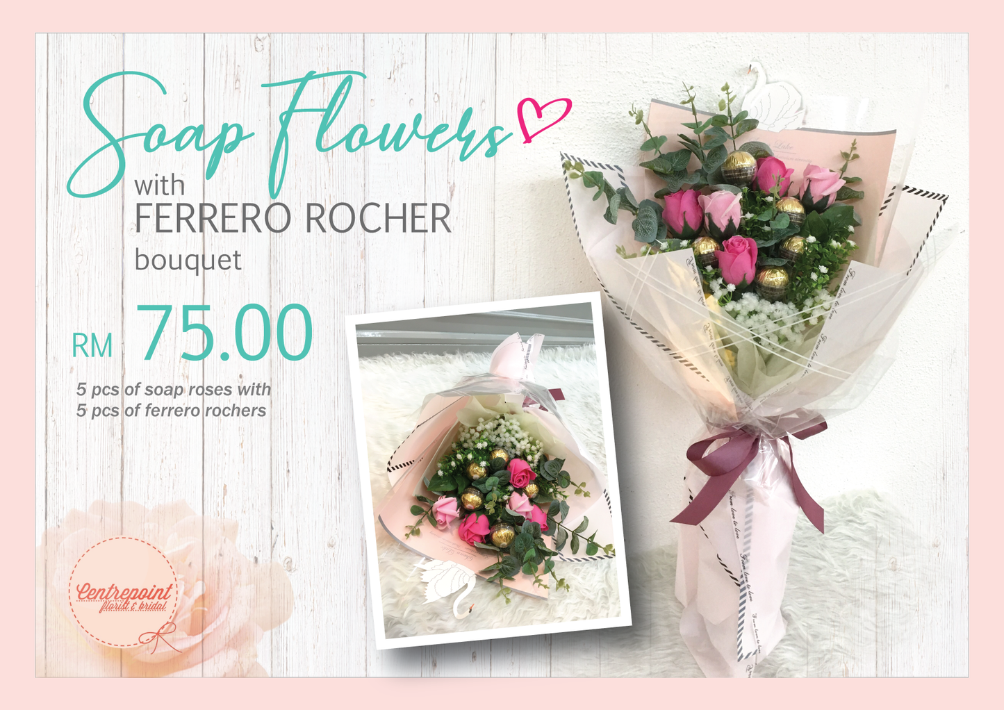 Swan Ferrero - soap flower (RM 75.00)