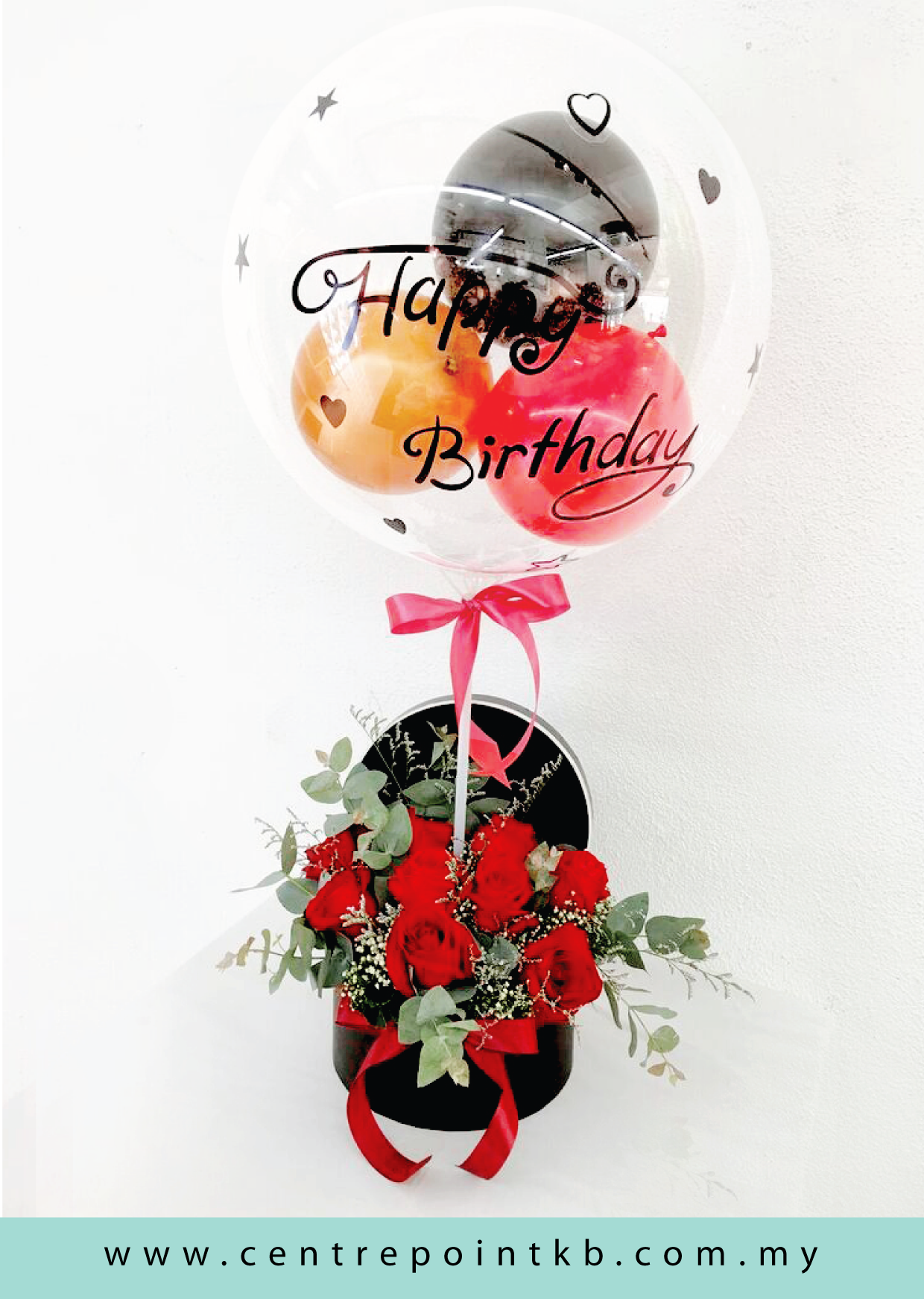 Flower Gift Box With Hot Balloon (RM 160.00)
