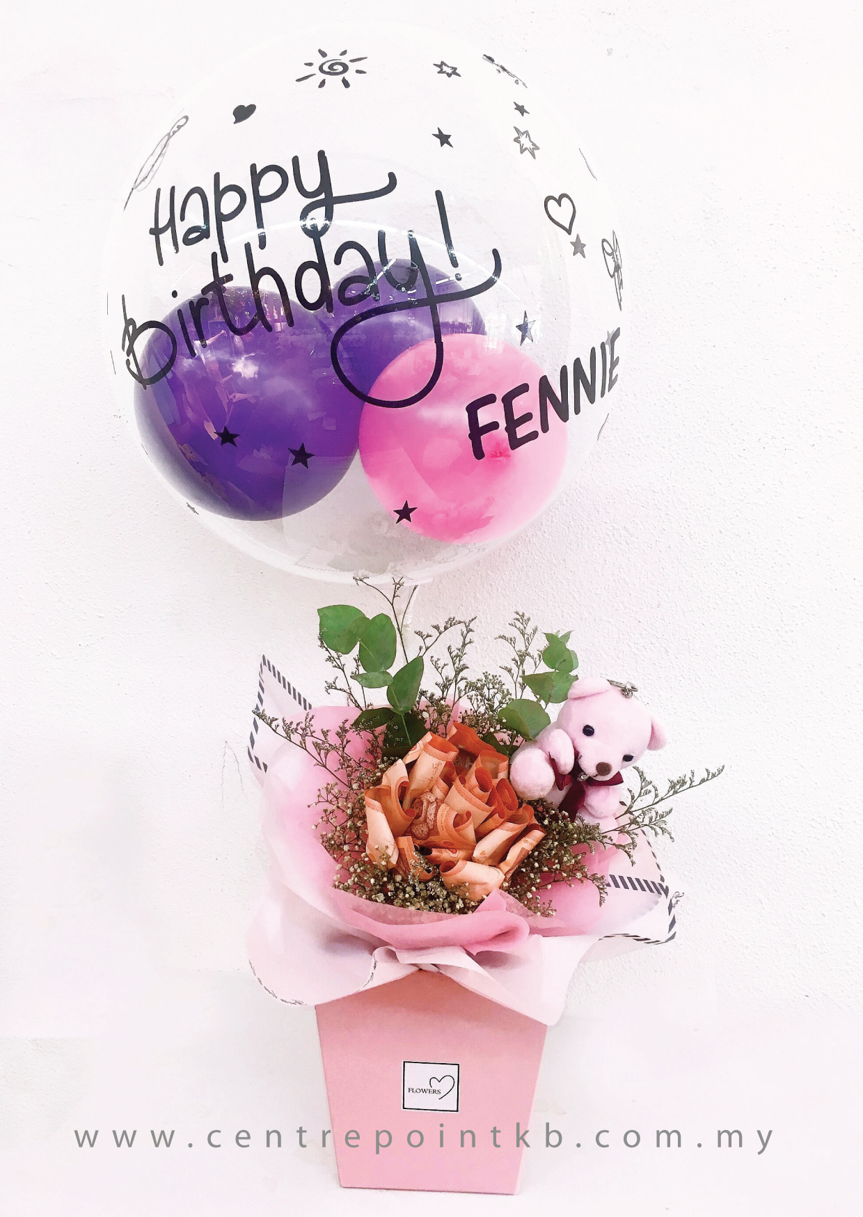 Cash Note Box With Hot Balloon & Teddy Bear (RM 120.00)