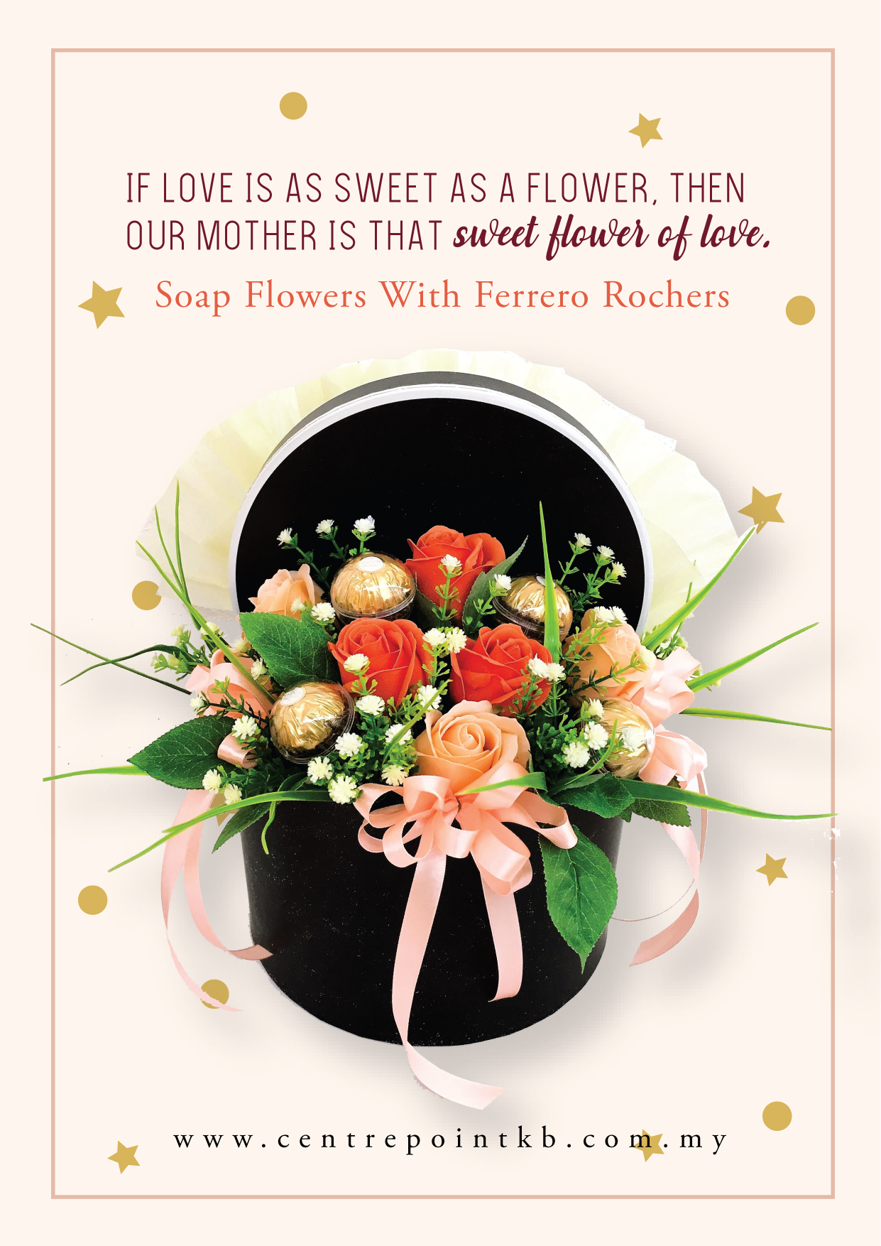 Soap Flowers With Ferrero Rochers Premium Box 03 (RM 100.00)