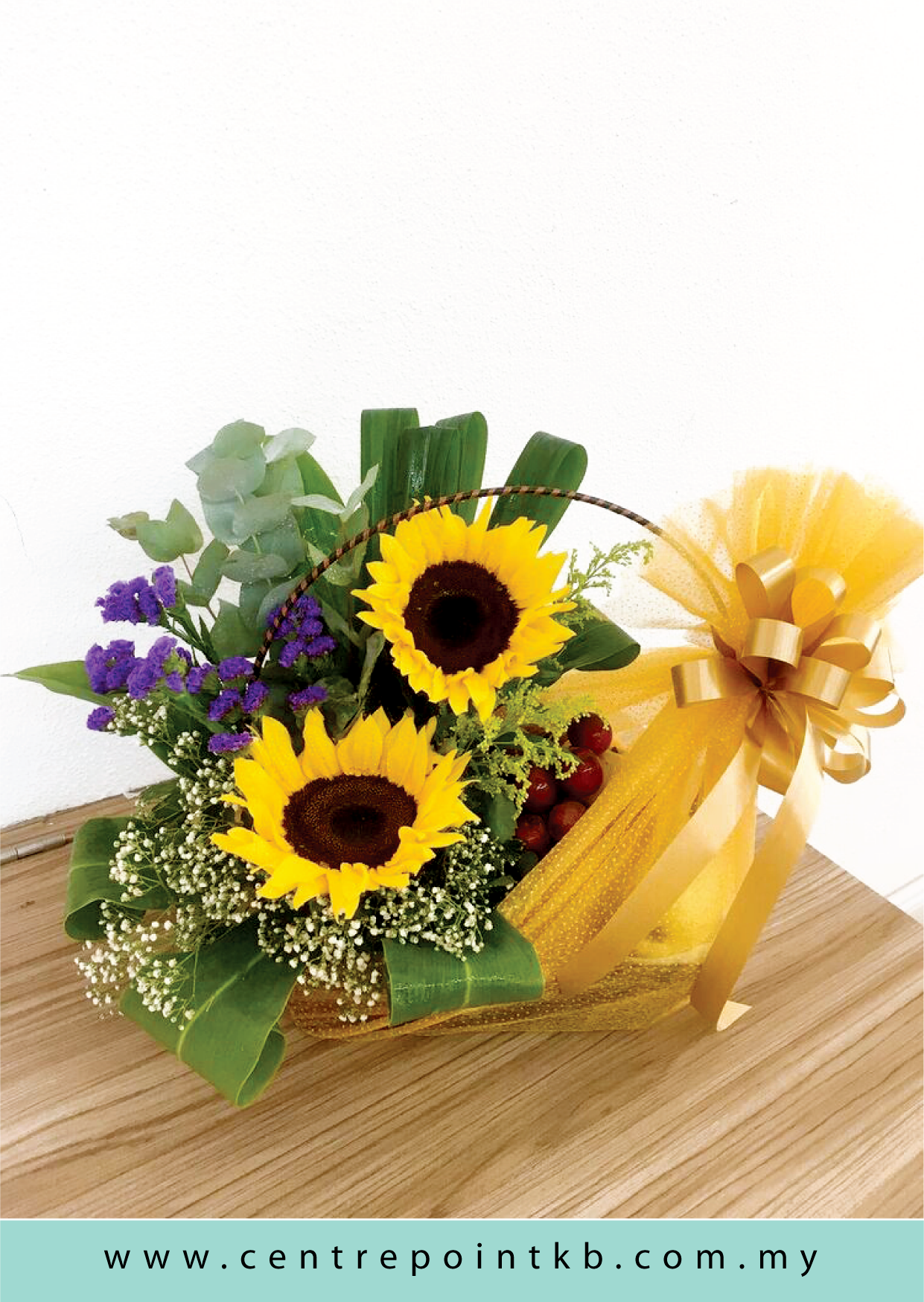 Sun Flower Fruit & Flower Basket (RM 80.00)