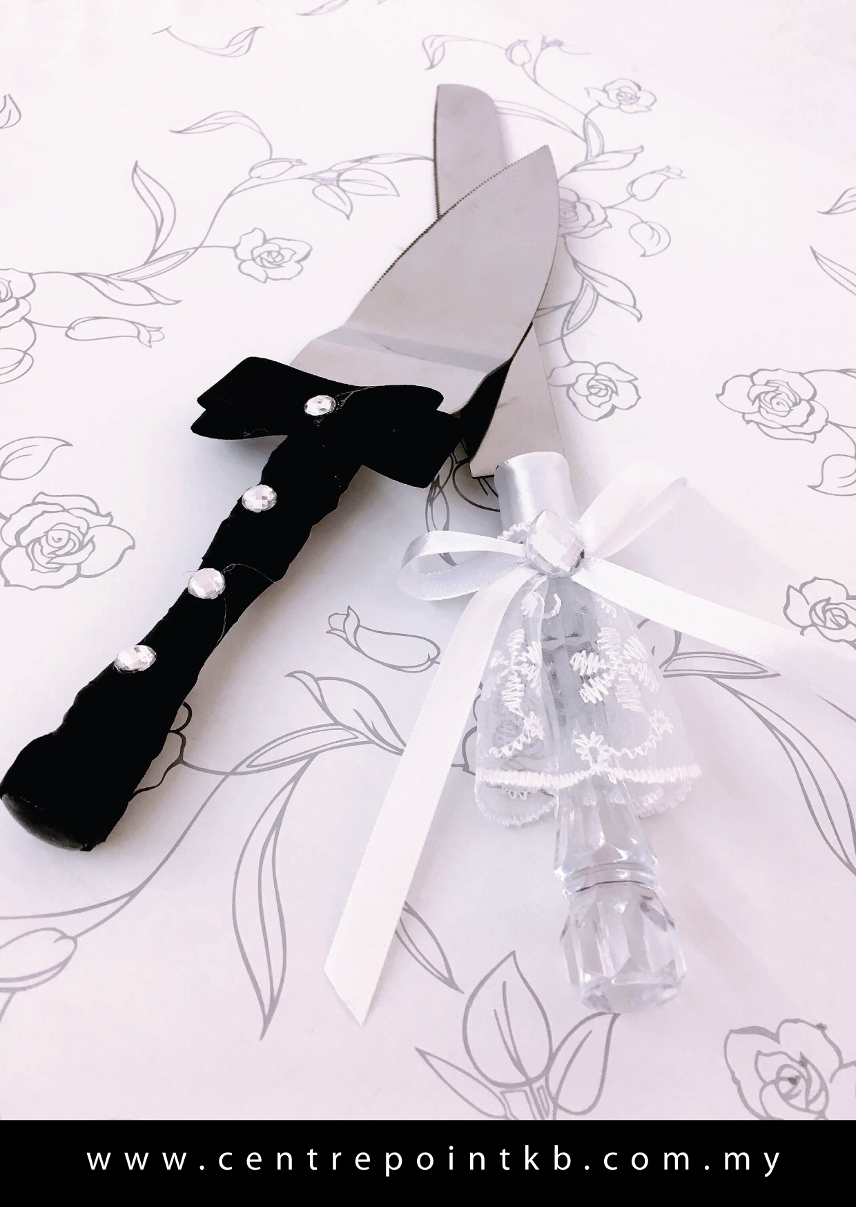 Wedding Knife & Champagne Glass Set A