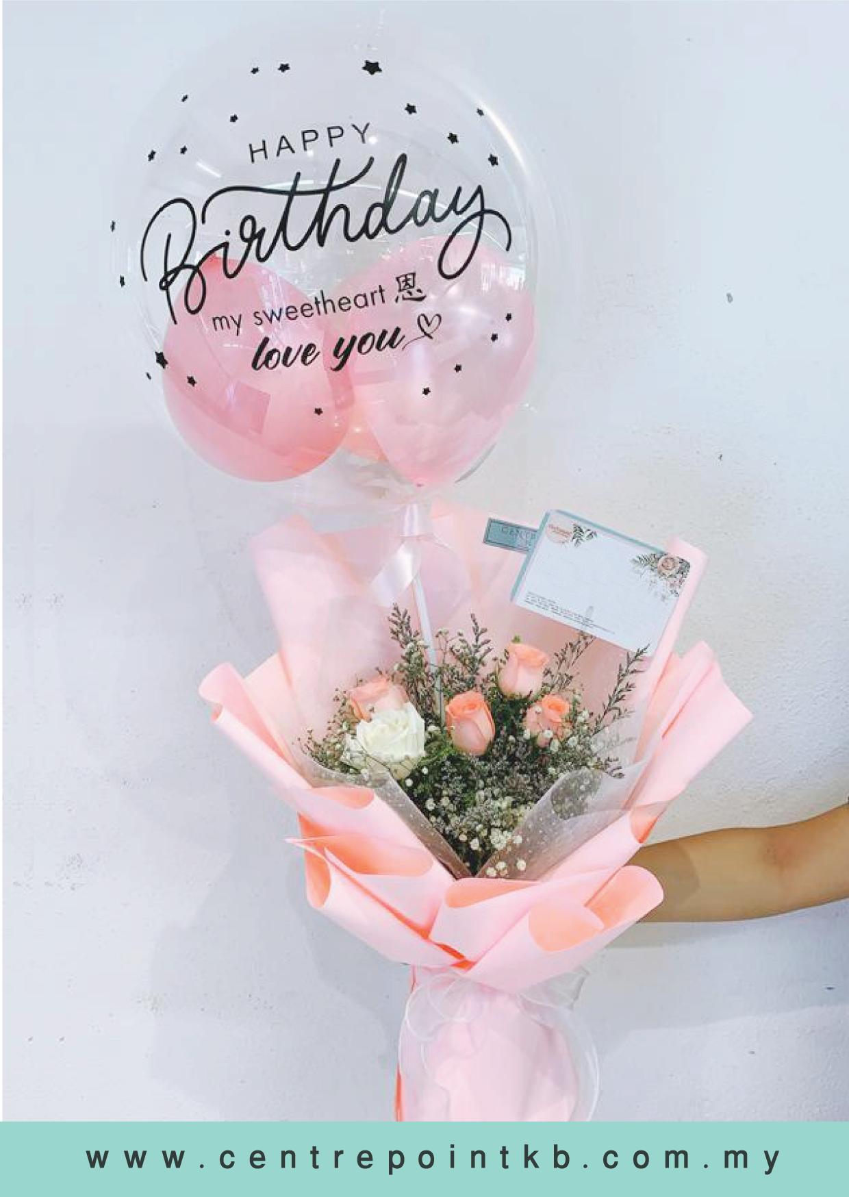 5 Roses Bouquet With Bobo Balloon (RM 110.00)