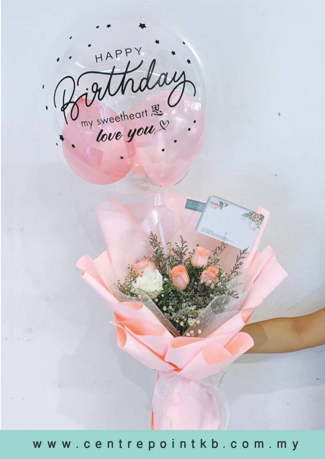 5 Roses Bouquet With Bobo Balloon (RM 110.00)