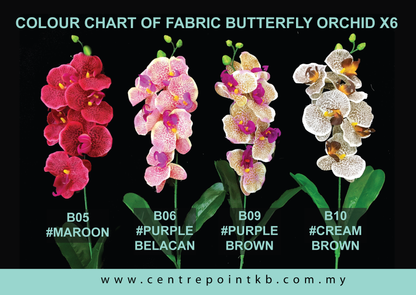 Fabric Butterfly Orchid X6 (Pieces/Dozen)