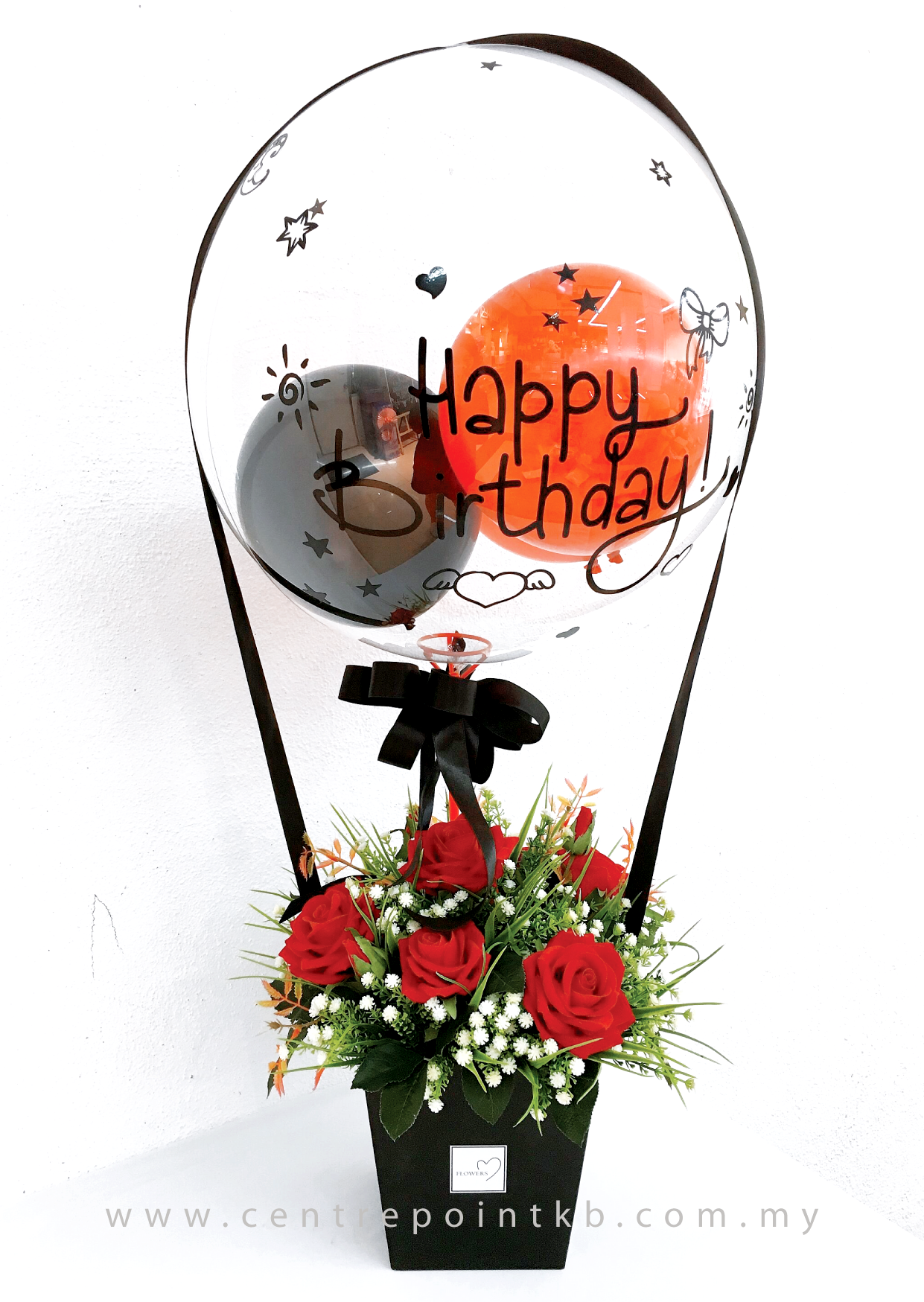 Artificial Velvet Roses with Hot Air Balloon (RM 170.00)