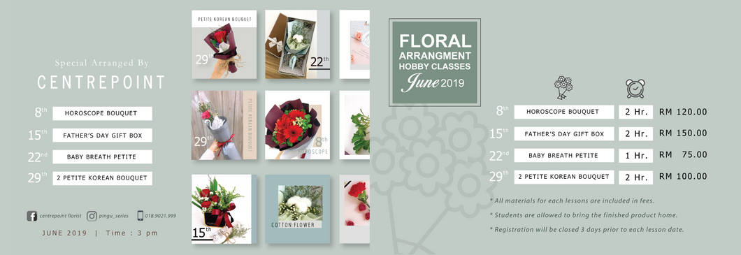 Floral Arrangement Class for June 2019 (PM for Price)