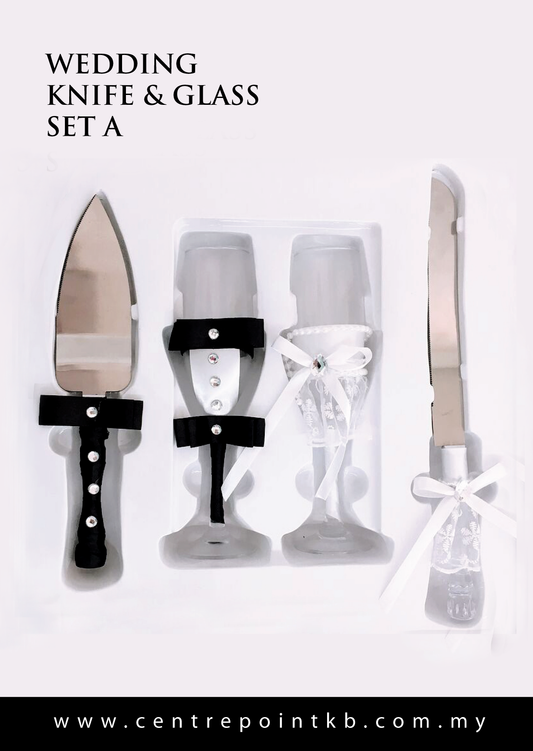 Wedding Knife & Champagne Glass Set A