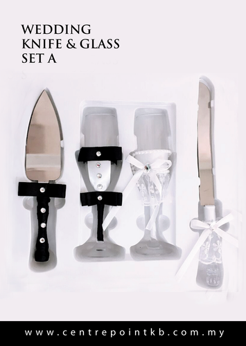 Wedding Knife & Champagne Glass Set A