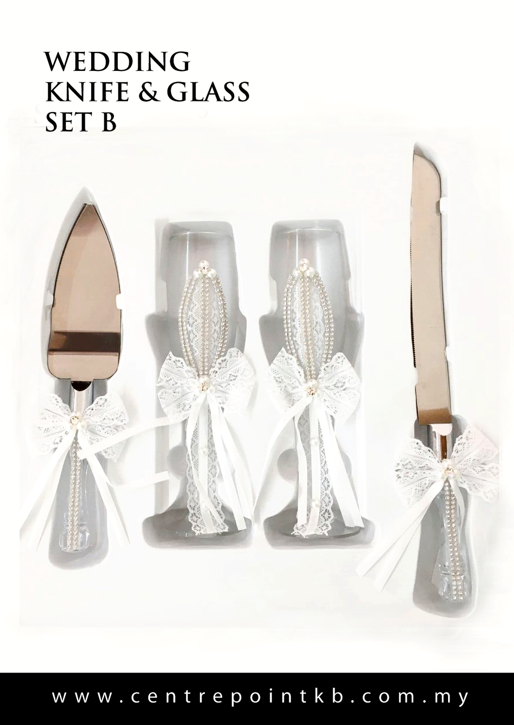 Wedding Knife & Champagne Glass Set B